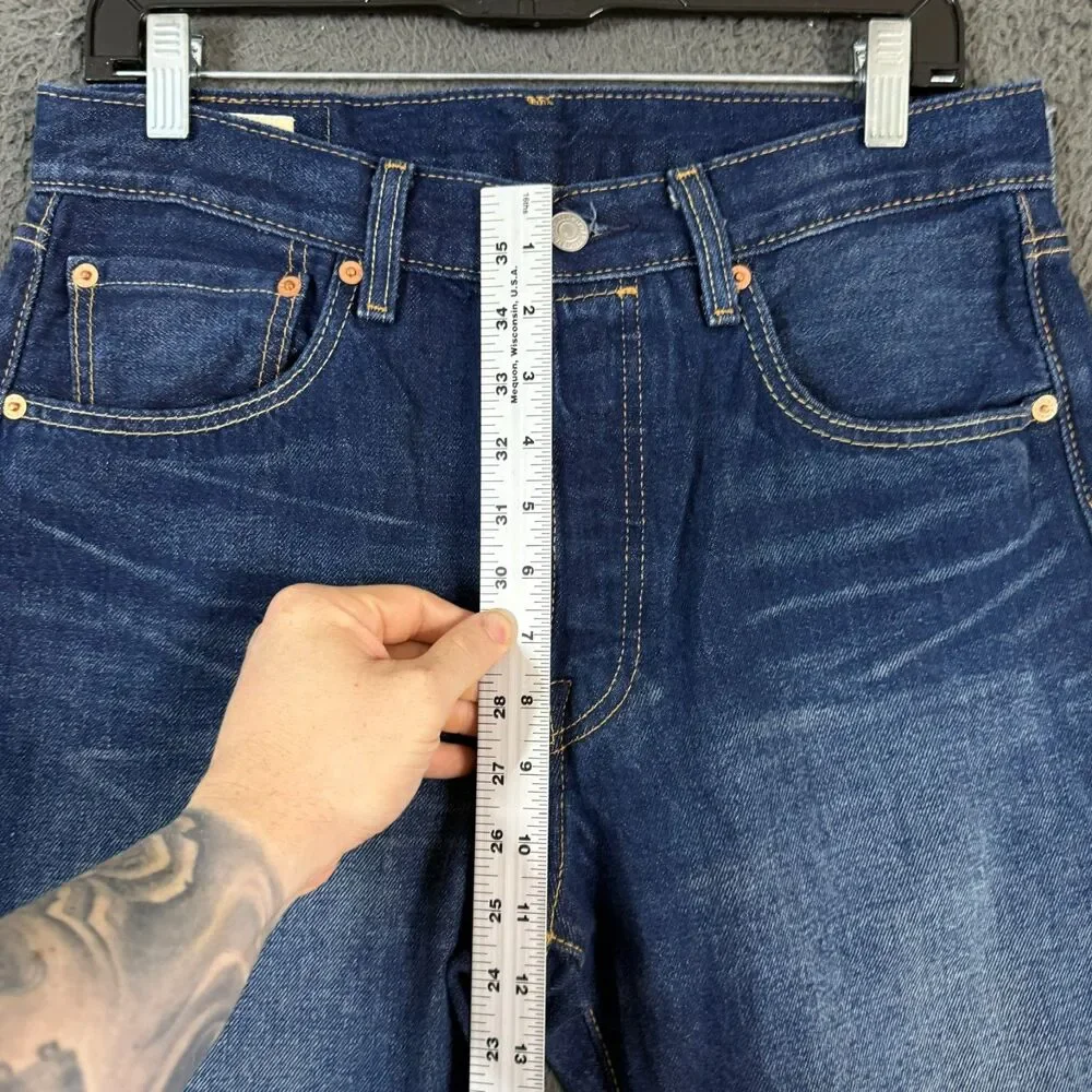 Levis 501 Lot 93 Jeans Mens 32x32 Blue Straight Fit Dark Wash Premium Denim